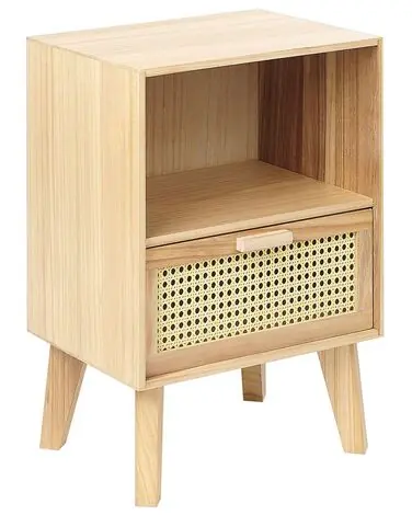 1 Drawer Bedside Table SENEY Paulownia Wood Light Brown - Bedroom