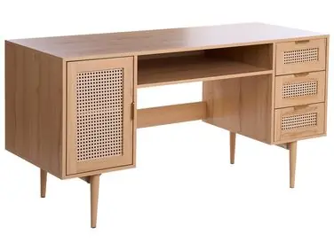 Home Office Desk RAFFRA Light Brown 140 cm 60 cm