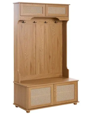 Shoe Storage with Coat Rack BUCHANAN Light Brown - Hallway