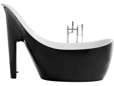 Bañera de acrílico negro/blanco/plateado 180 x 80 cm COCO - Baño