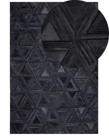 Alfombra de piel de vaca negra 140 x 200 cm KASAR - Sala de estar