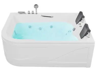 Bañera de hidromasaje LED de acrílico blanco izquierda 170 x 119 cm BAYAMO - Baño