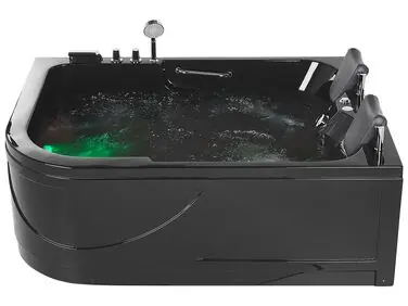 Bañera de hidromasaje LED de acrílico negro izquierda 170 x 119 cm BAYAMO - Baño