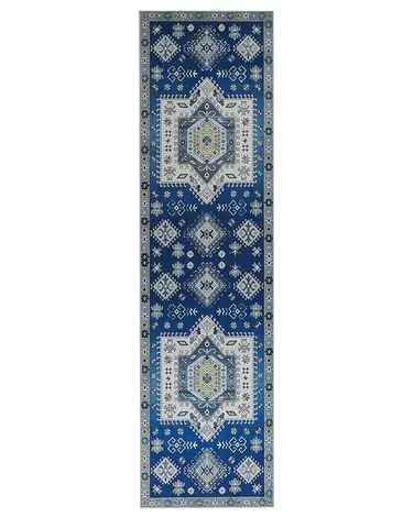 Alfombra azul/beige 80 x 300 cm PARVAKADLI - Sala de estar