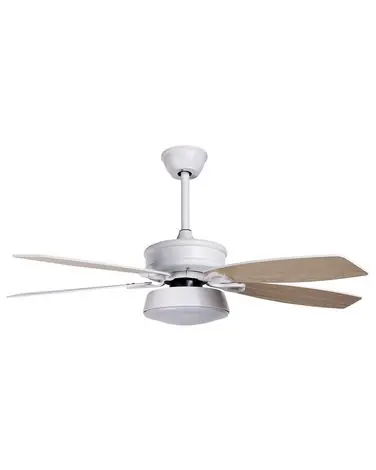 Ceiling Fan with Light White and Light Wood LOGAN - Living Room