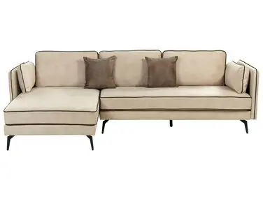 Sofá esquinero de terciopelo beige/negro derecho ALTAN - Sala de estar