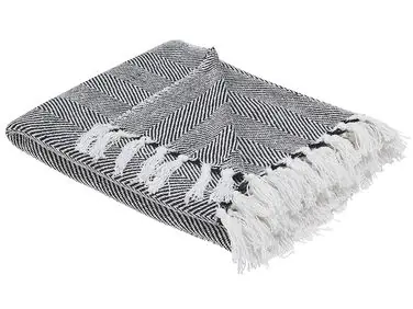 Manta TANGIER Algodón 130 x 160 cm Negro - Accesorios decorativos