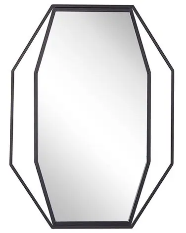 Wall Mirror NIRE 60 cm 80 cm Metal Graphite Grey - Home Accessories