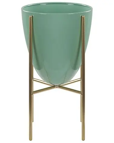 Elevated Plant Pot LEFKI 16 cm Mint Green Metal - Garden & Balcony