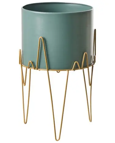 Elevated Plant Pot KALANDRA 29 cm Dark Green Metal - Garden & Balcony