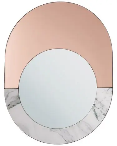 Wall Mirror RETY 50 cm 65 cm Stone Rose Gold - Home Accessories