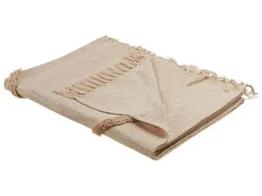 Blanket JAUNPUR Cotton 130 x 180 cm Beige - Home Accessories