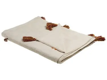 Blanket KHANDWA Cotton 130 x 180 cm Beige - Home Accessories