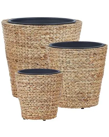 Conjunto de 3 macetas PLAKA 29/37/49 cm Natural Jacinto de agua - Jardín y balcón
