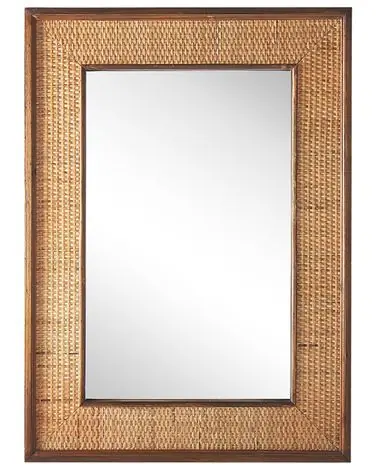 Wall Mirror IGUALA 54 cm 74 cm Bamboo Natural Ash Wood - Home Accessories