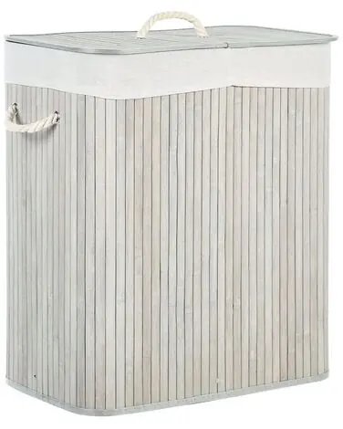 Cesto para la ropa sucia KANDY Bambú Gris claro 100 L - Baño