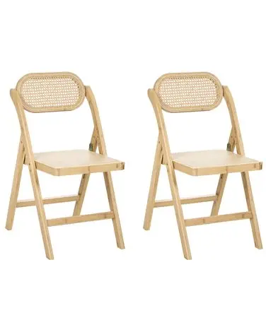 Conjunto de 2 sillas de comedor plegable ORAISON Bambú Marrón claro