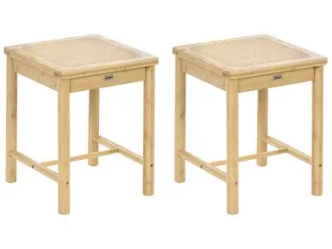 Conjunto de 2 taburetes EVIRES Bambú Marrón claro - Sala de estar