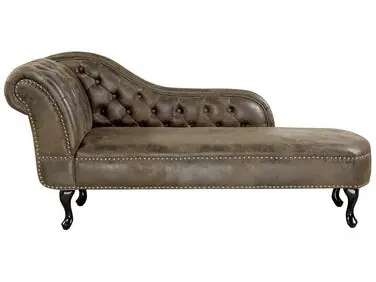 Chaise longue izquierdo NIMES Gamuza sintética Marrón oscuro - Sala de estar