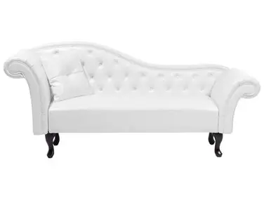 Chaise longue izquierdo LATTES Piel sintética Blanco - Sala de estar