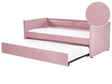 Trundle Bed Corduroy MIMIZAN 90 x 200 cm (EU Single) Pink - Bedroom