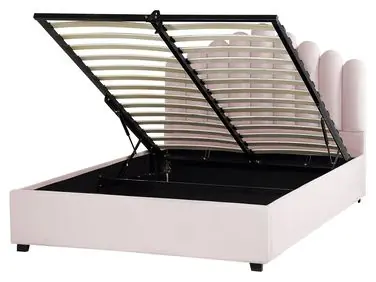 Ottoman Bed VINCENNES Velvet Pastel Pink 160 x 200 cm (EU King Size) - Bedroom
