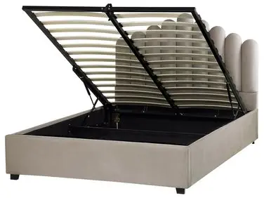 Ottoman Bed VINCENNES Velvet Taupe 140 x 200 cm (EU Double) - Bedroom