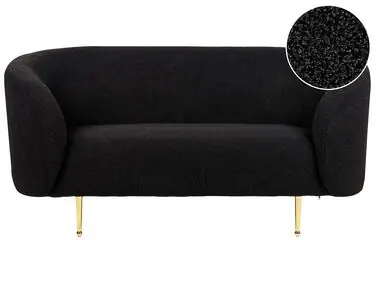 Sofá 2 plazas LOEN Bouclé Negro - Sala de estar