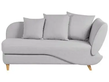 Chaise longue derecho MERI Lino sintético Gris claro con almacenaje - Sala de estar