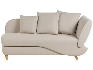 Chaise longue derecho MERI Lino sintético Beige con almacenaje - Sala de estar