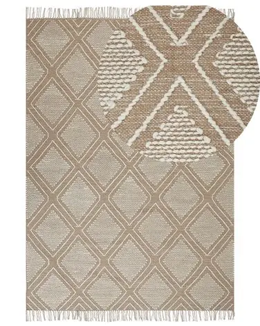 Alfombra KACEM Beige 140 x 200 cm Algodón - Accesorios decorativos