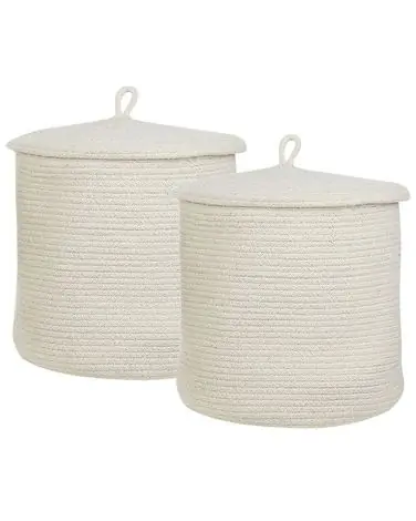 Conjunto de 2 cestas SILOPI Algodón Blanco crema - Accesorios decorativos