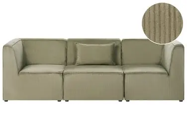 Sofá modular 3 plazas LEMVIG Verde Pana - Sala de estar