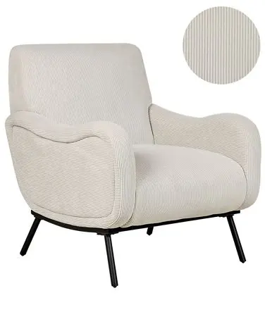Armchair ALMIND Corduroy Light Grey - Living Room