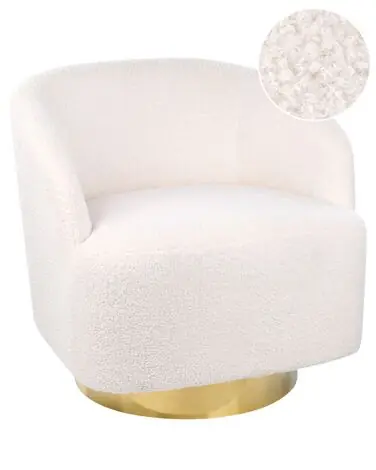 Swivel Armchair LAVIK Boucle Off-White