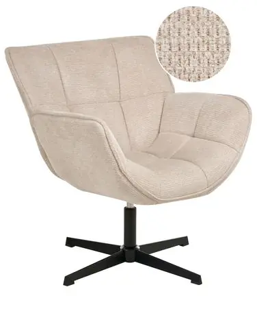 Swivel Armchair AUMA Fabric Beige - Living Room