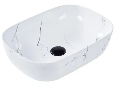 Lavabo sobre encimera HOPI Mármol blanco 47 x 34 cm Cerámica - Baño