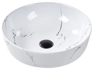 Lavabo sobre encimera HOPI Mármol blanco ⌀ 42 cm Cerámica - Baño