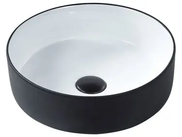 Lavabo sobre encimera CALIG Negro/Blanco ⌀ 36 cm Cerámica - Baño