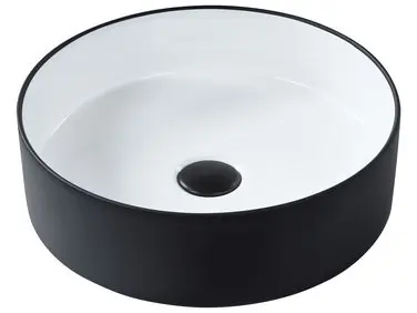 Lavabo sobre encimera TEBAR Negro/Blanco ⌀ 40 cm Cerámica - Baño