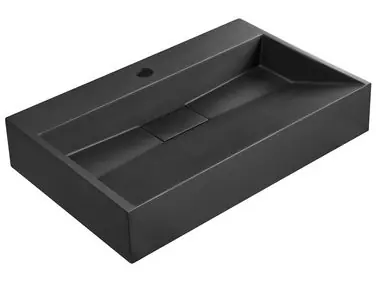 Wall Hung Basin QUENKO Black 600 x 380 mm Mineral Cast - Bathroom