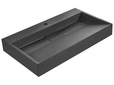 Wall Hung Basin QUENKO Black 800 x 460 mm Mineral Cast - Bathroom
