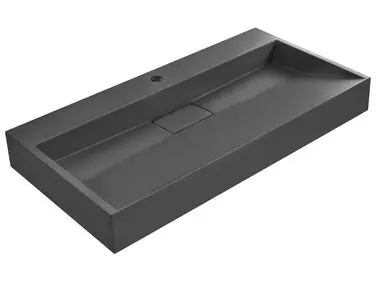 Lavabo suspendido QUENKO Negro 90 x 46 cm Compuesto mineral - Baño