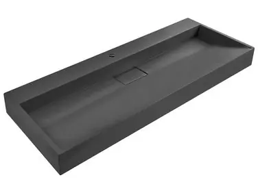 Lavabo suspendido QUENKO Negro 120 x 46 cm Compuesto mineral - Baño