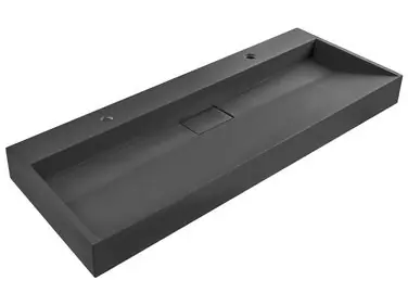 Wall Hung Double Basin QUENKO Black 1200 x 460 mm Mineral Cast - Bathroom