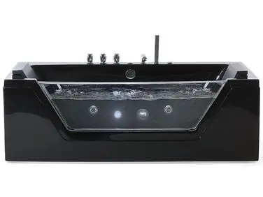 Bañera de hidromasaje LED esquinera SAMANA 174 x 79 cm Negro - Baño
