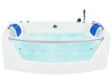 Bañera de hidromasaje LED esquinera FUERTE 175 x 85 cm Blanco - Baño