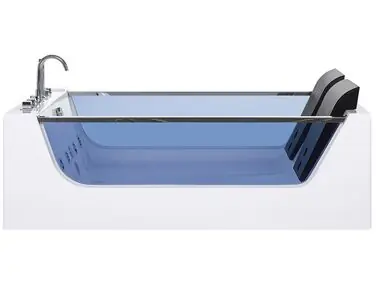 Bañera de hidromasaje LED esquinera CURACAO 180 x 120 cm Blanco - Baño