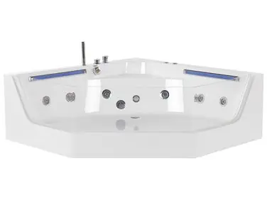 Bañera de hidromasaje LED esquinera CACERES 211 x 150 cm Blanco - Baño