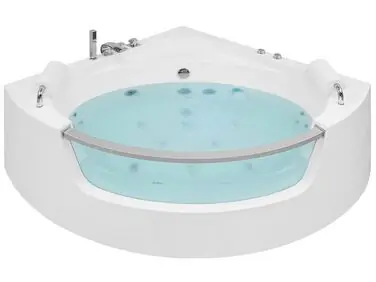Bañera de hidromasaje LED esquinera MANGLE 201 x 150 cm Blanco - Baño